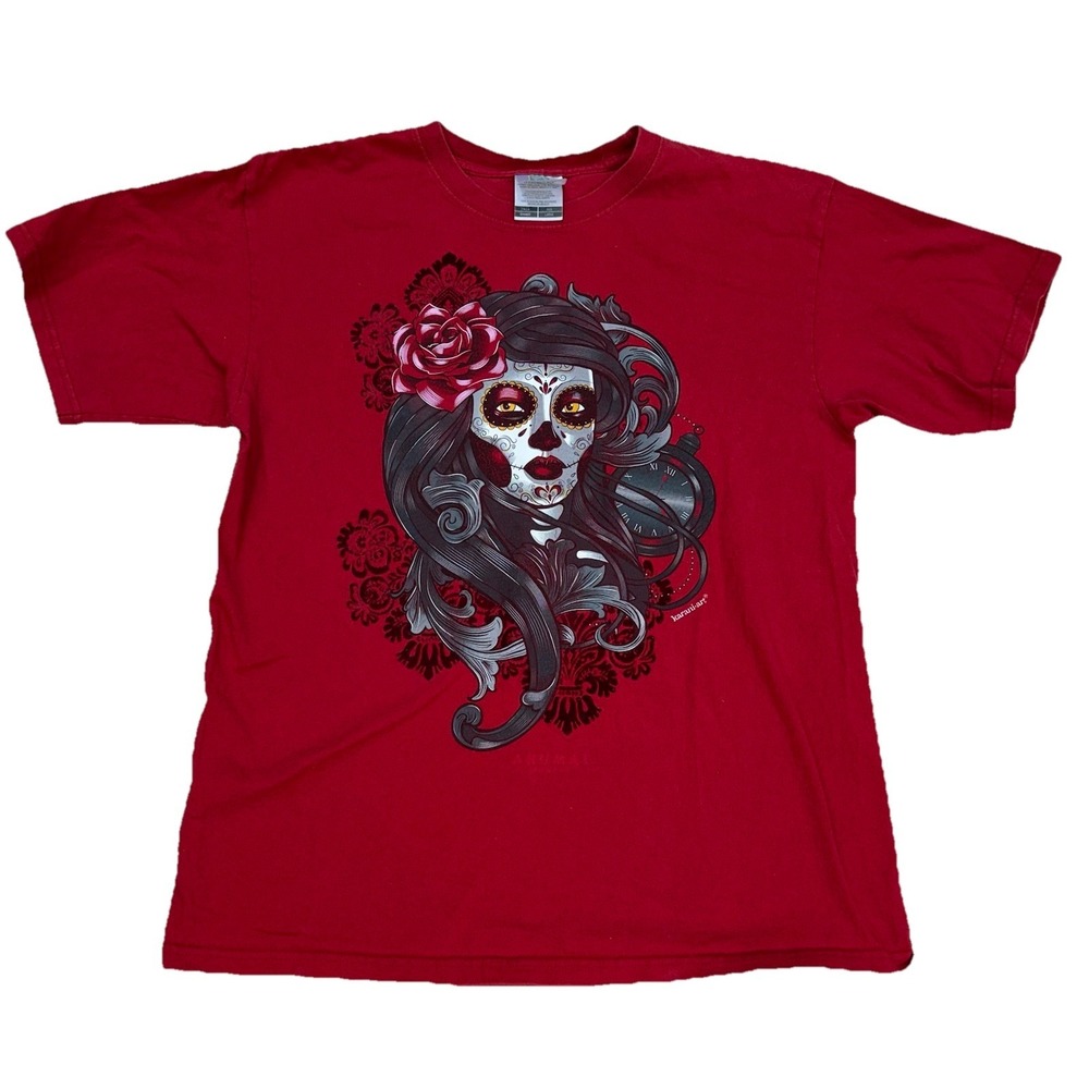 Karani Art Dia De Los Muertos Womens T-Shirt Skull Size Large Made In‎ Mexico